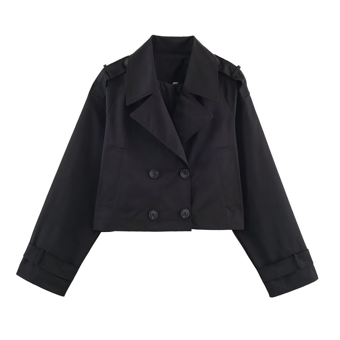 Damen modische cropped Trenchjacke Drune