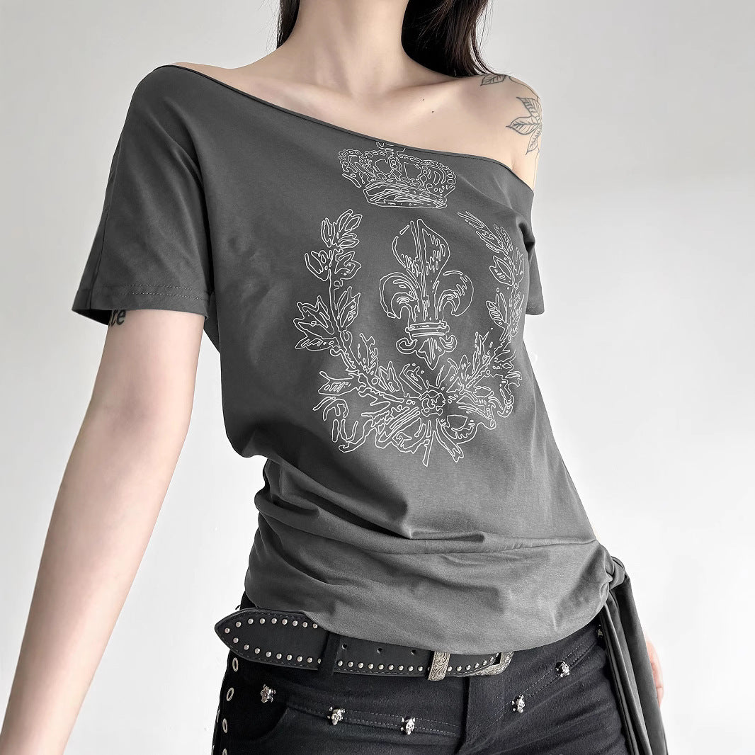 Damen asymmetrisches Top mit dekorativem Knoten Drune