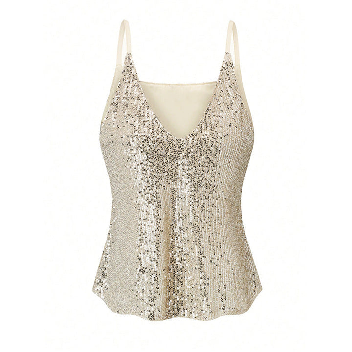 Drune | Pailletten ärmelloses V-Ausschnitt-Top