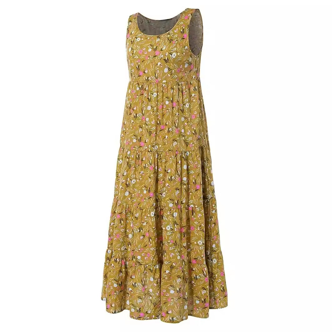 Damen Langes Freizeitkleid mit floralem Design Drune