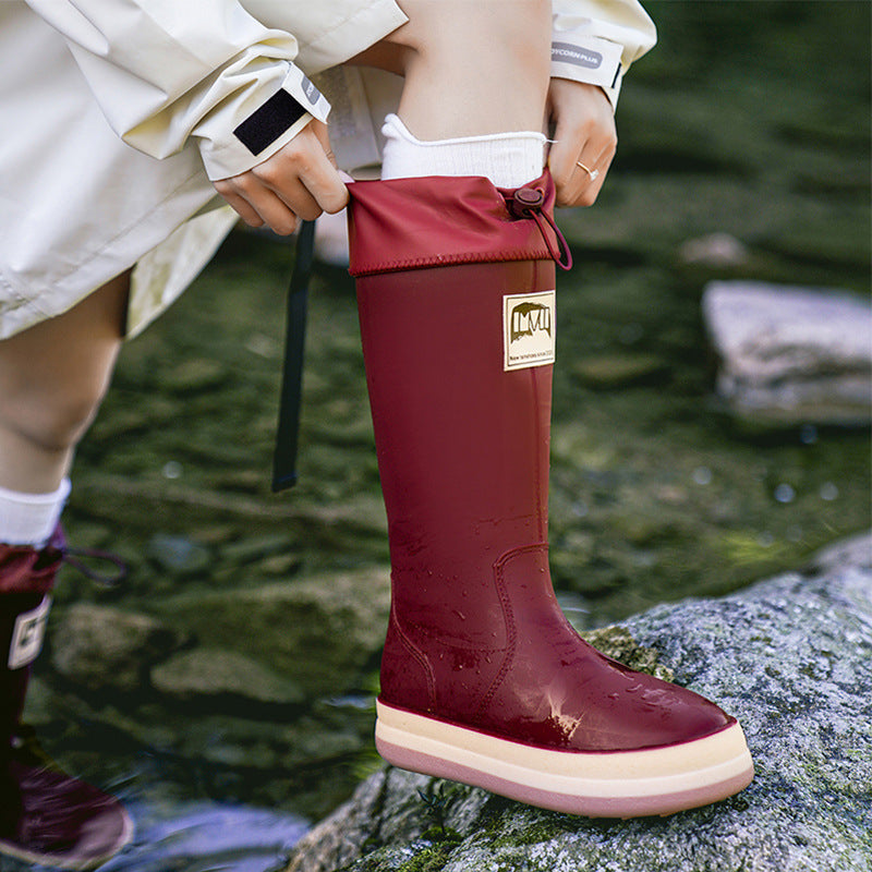 Damen robuste Gummistiefel mit verstellbarem Schaft und rutschfester Sohle Drune