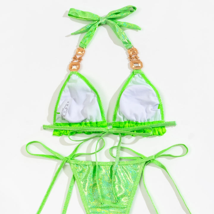 Damen Triangel-Bikini mit glitzernden Details und Raffungen Drune