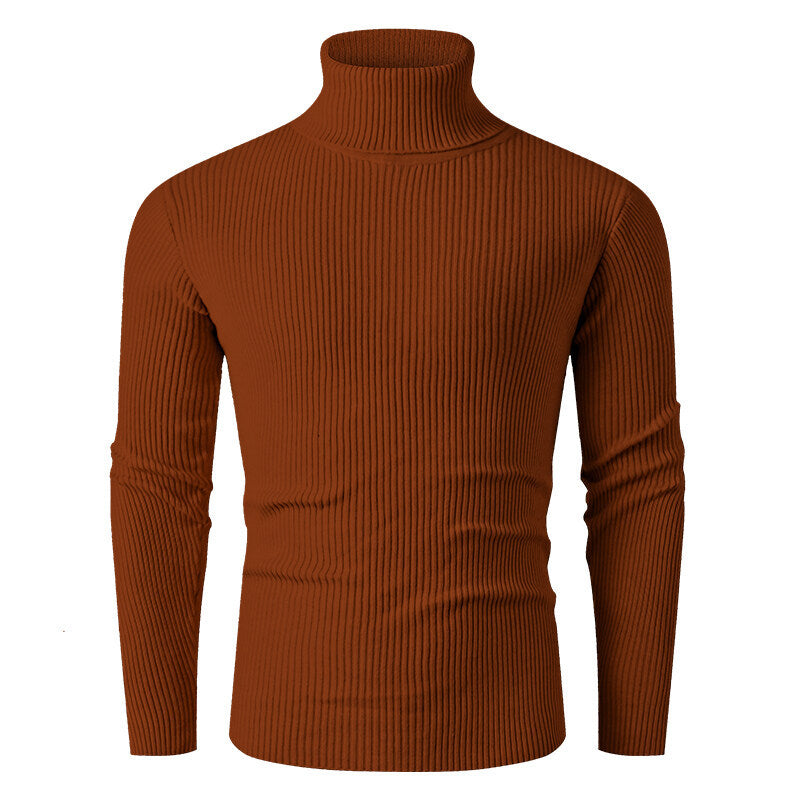 Herren nan taillierter Rippen-Strick Rollkragenpullover Slim Fit Drune