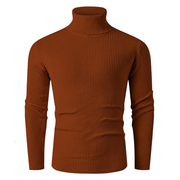 Herren nan taillierter Rippen-Strick Rollkragenpullover Slim Fit Drune