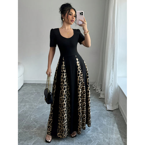 Damen Maxikleid mit elegantem Schnitt und modischem Tiermuster Drune