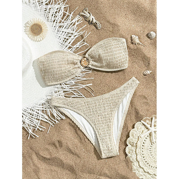 Damen Bandeau-Bikini mit raffiniertem Knoten und elegantem Schmuckdetail Drune