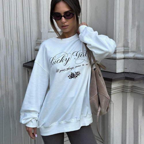 Damen lässiger Sweatshirt mit elegantem Schriftzug Drune