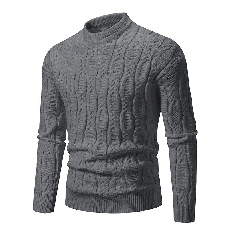 Herren Strickpullover mit modernem Zopfmuster und hohem Kragen Drune