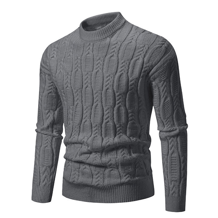 Herren Strickpullover mit modernem Zopfmuster und hohem Kragen Drune