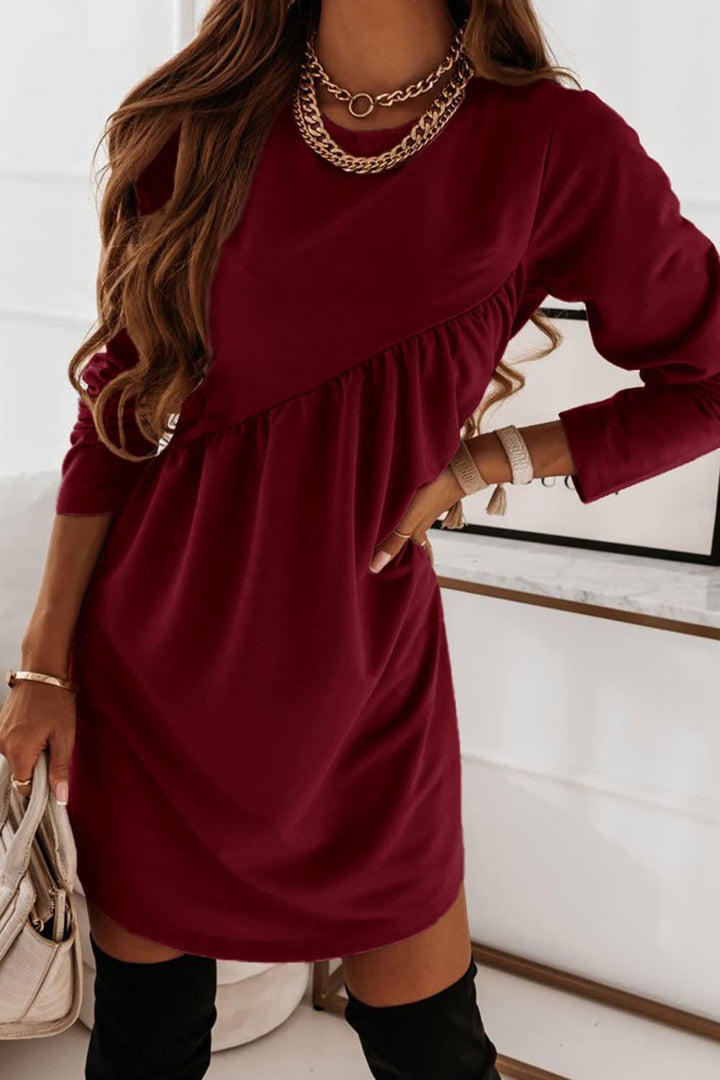 Damen lässiges Freizeitkleid mit elegantem Rüschen-Design und modernem Schnitt Drune