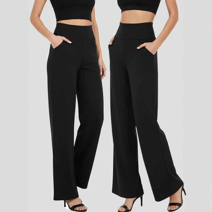 Damen Weit geschnittene Planzenhose mit hohem Bund und elastischem Taillenband Drune