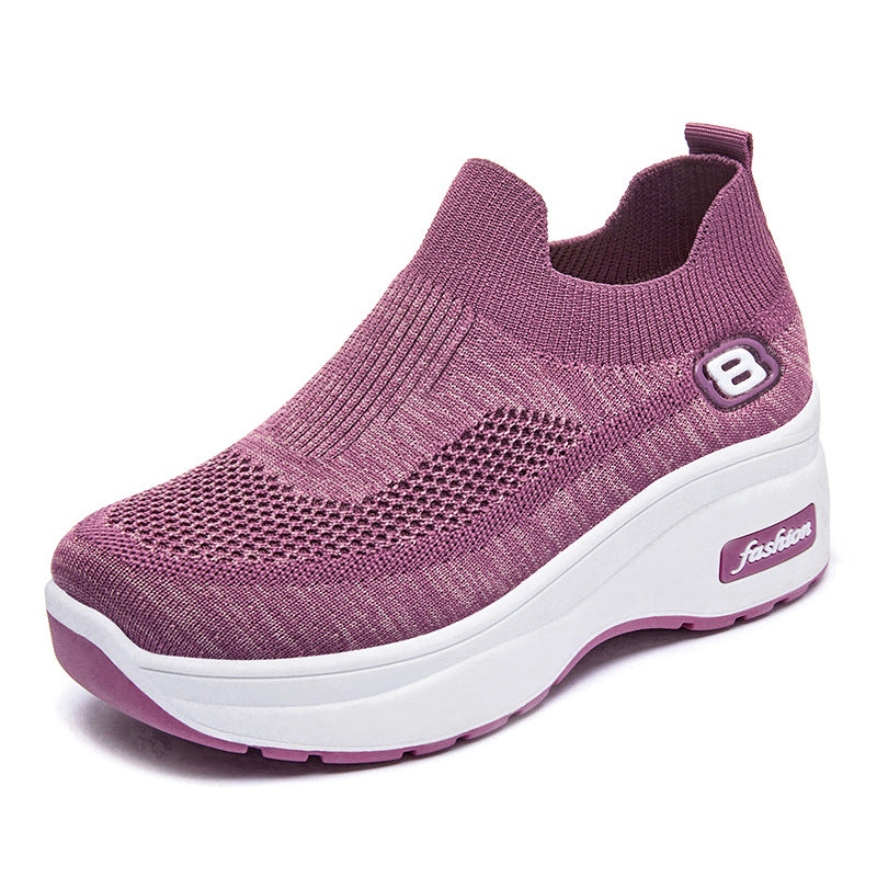 Damen nan atmungsaktive Strick-Sneaker mit Plateau-Sohle und elastischer Sockenkonstruktion Drune