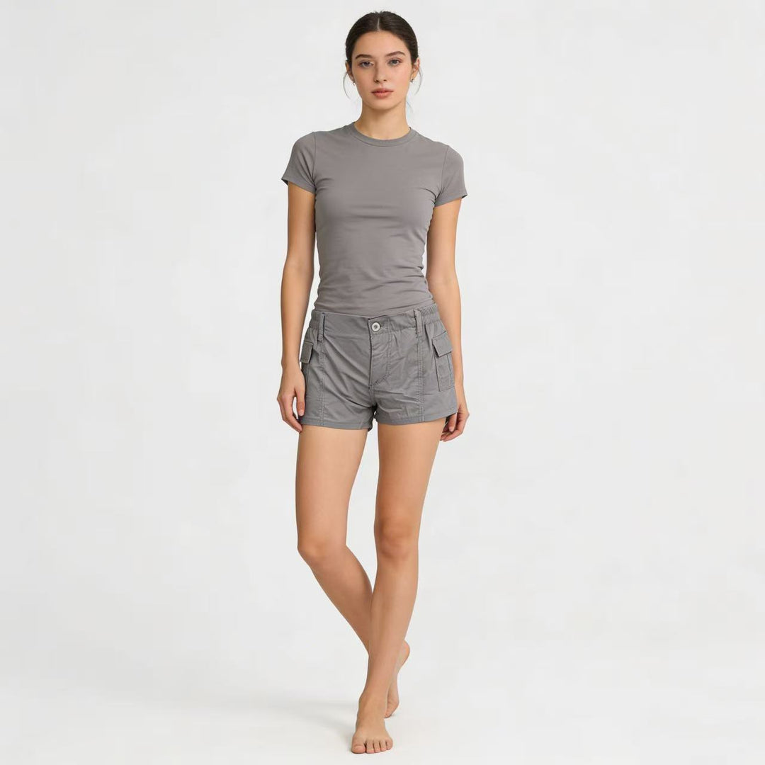 Damen Cargo-Shorts mit funktionalen Seitentaschen und elastischem Bund Drune