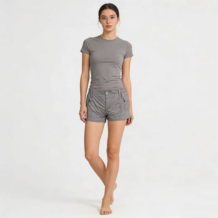 Damen Cargo-Shorts mit funktionalen Seitentaschen und elastischem Bund Drune