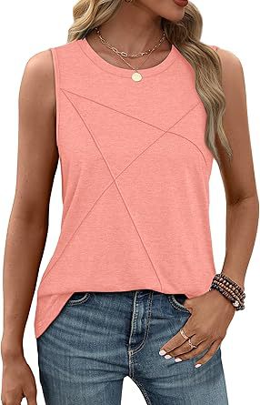 Damen ärmelloses T-Shirt mit modernem geometrischen Design Drune