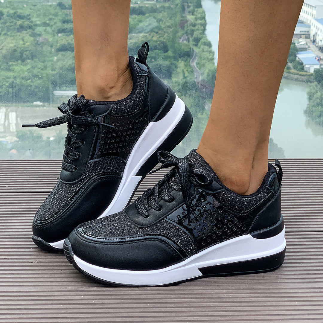 Damen modische Sneakers mit atmungsaktivem Obermaterial und eleganten Glitzerakzenten Drune