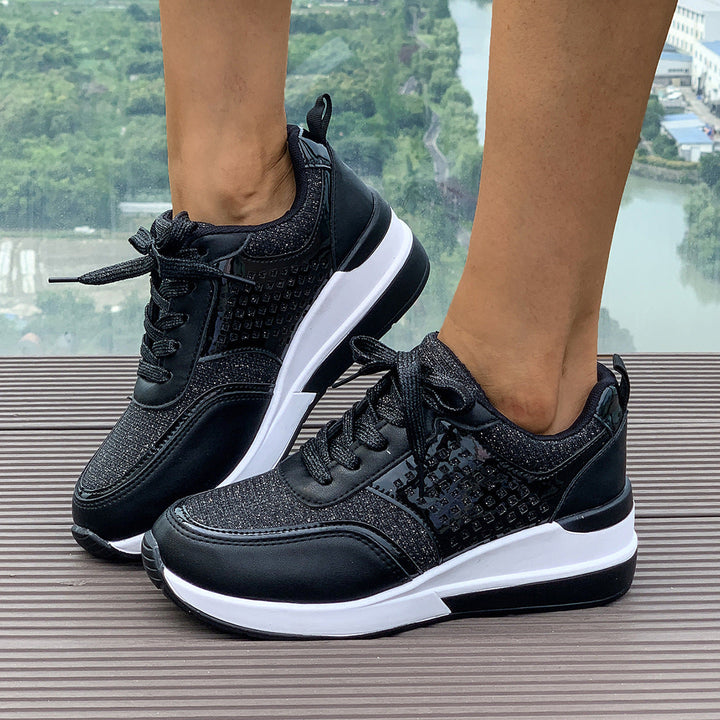 Damen modische Sneakers mit atmungsaktivem Obermaterial und eleganten Glitzerakzenten Drune
