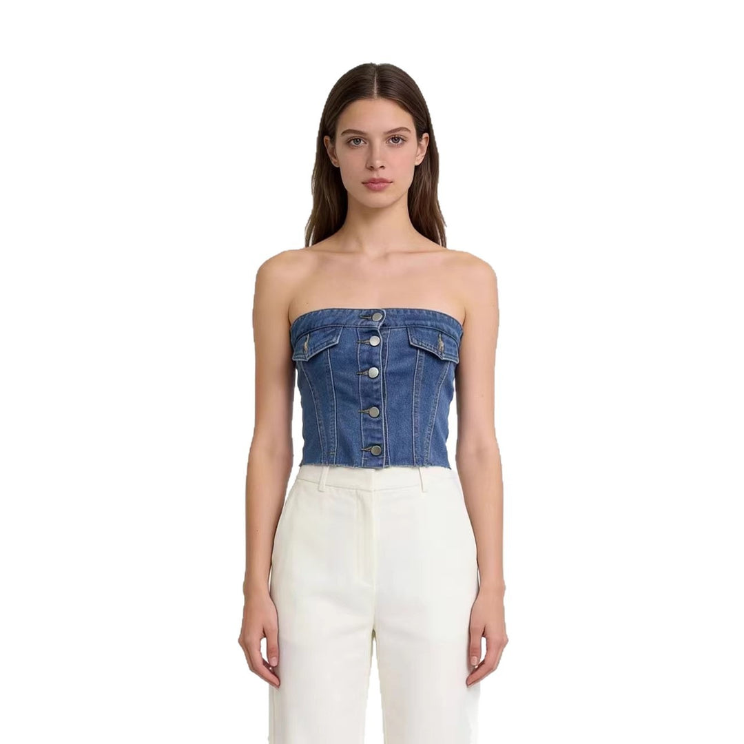 Damen Jeans Bustier Top Drune