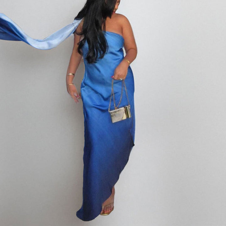 Damen Maxikleid mit elegantem schulterfreiem Design und seitlichem Schlitz Drune