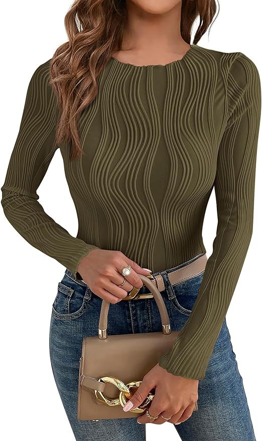 Damen Langarmshirt mit strukturiertem Wellenmuster Drune