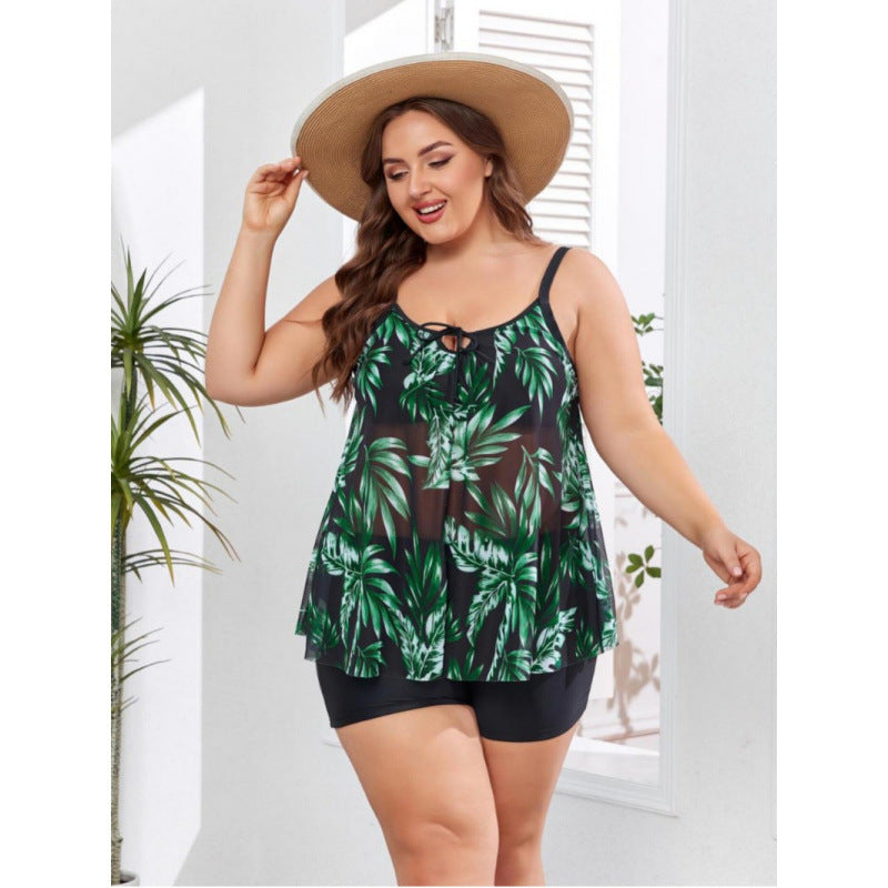 Damen Tankini-Set mit floralem Oberteil und figurbetonendem Unterteil Drune