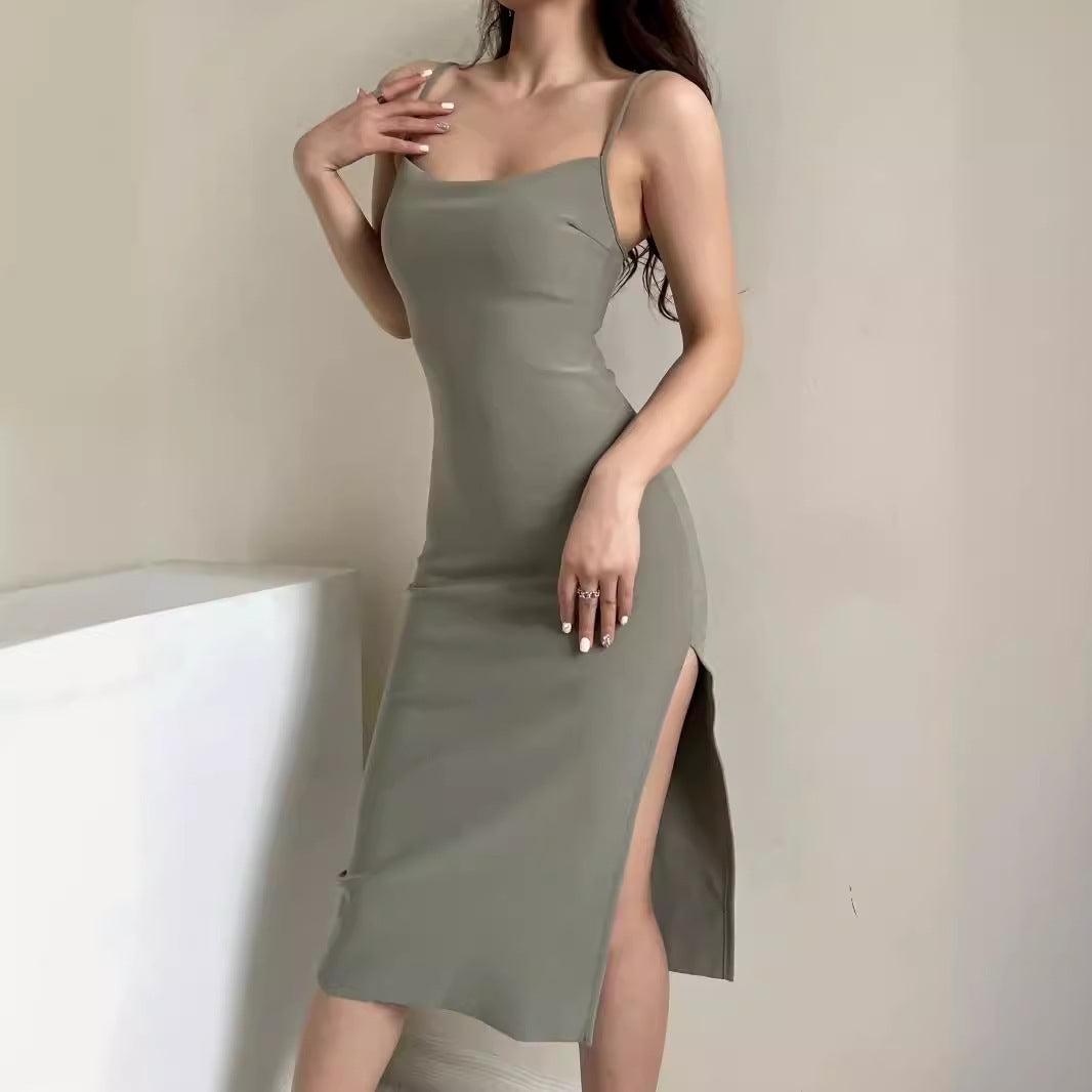 Damen langes Abendkleid mit elegantem Schlitz Drune