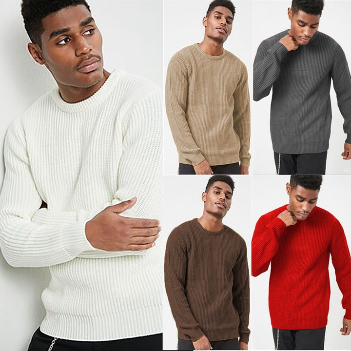 Herren Grobstrick Pullover mit strukturiertem Muster und Rundhalsausschnitt Drune