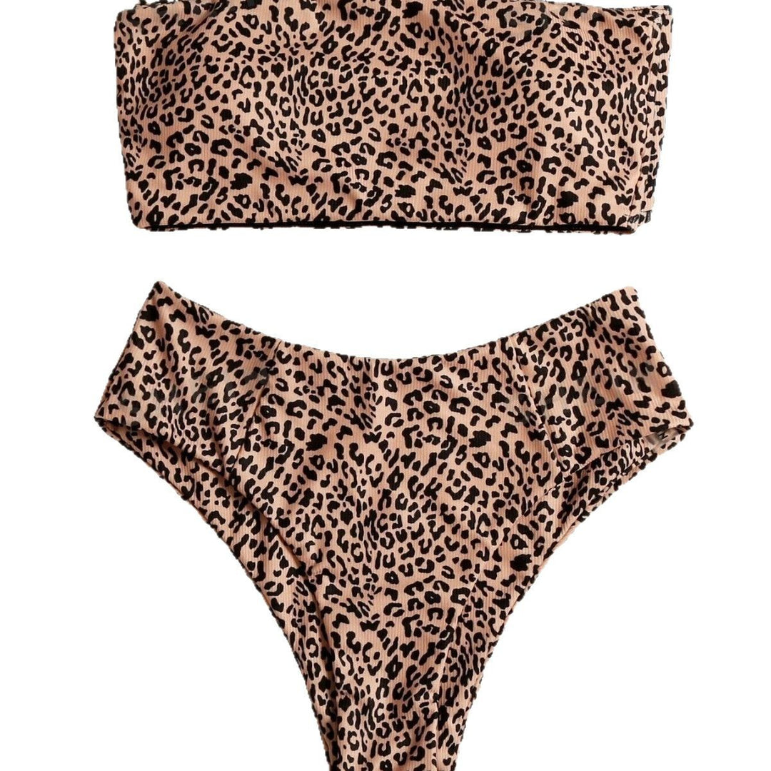 Damen Bandeau-Bikini-Set mit elegantem Leopardenmuster Drune
