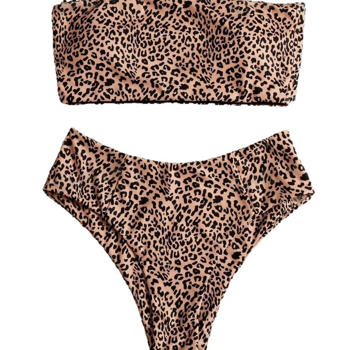 Damen Bandeau-Bikini-Set mit elegantem Leopardenmuster Drune