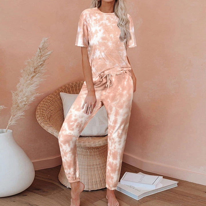Damen Freizeit-Set mit modischem Batikdesign und elastischem Bund Drune