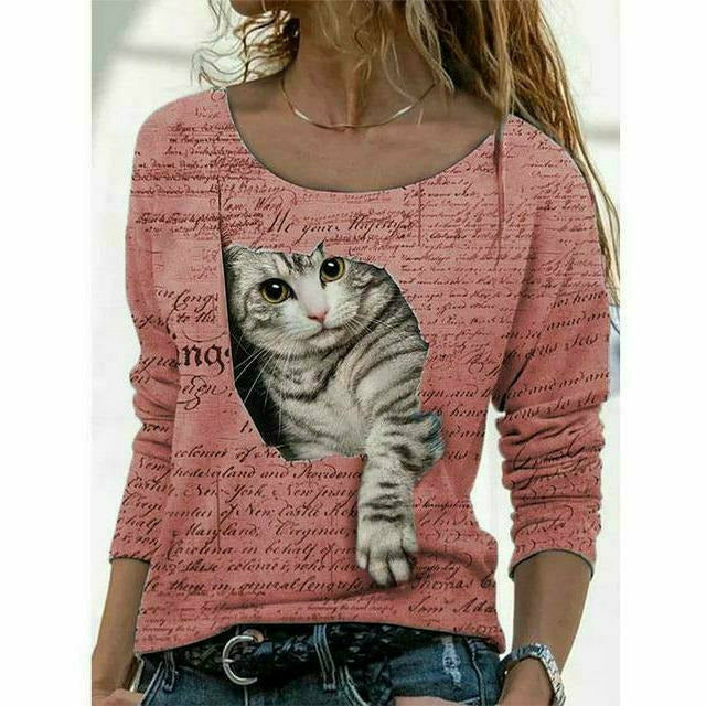 Drune | Modernes T-Shirt mit Katzenprint