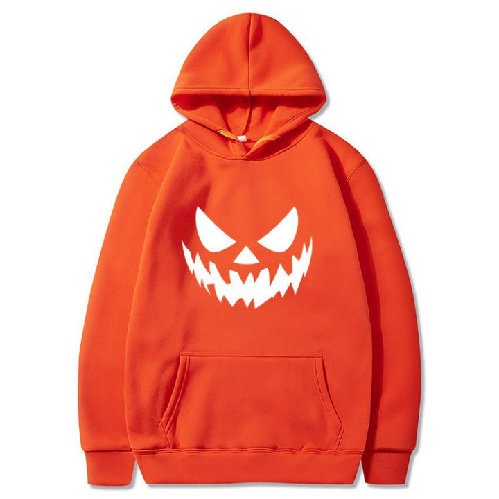 Unisex nan Kapuzenpullover mit gruseligem Kürbisgesicht-Print und Oversize Kängurutasche Drune