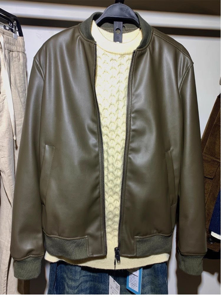 Herren stylische Bikerjacke aus hochwertigem Kunstleder mit praktischen Taschen Drune
