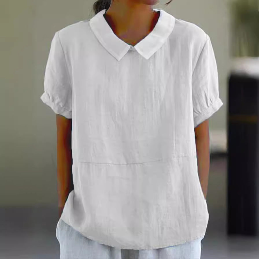 Damen Bluse mit klassischem Kragen und Kurzarm Drune