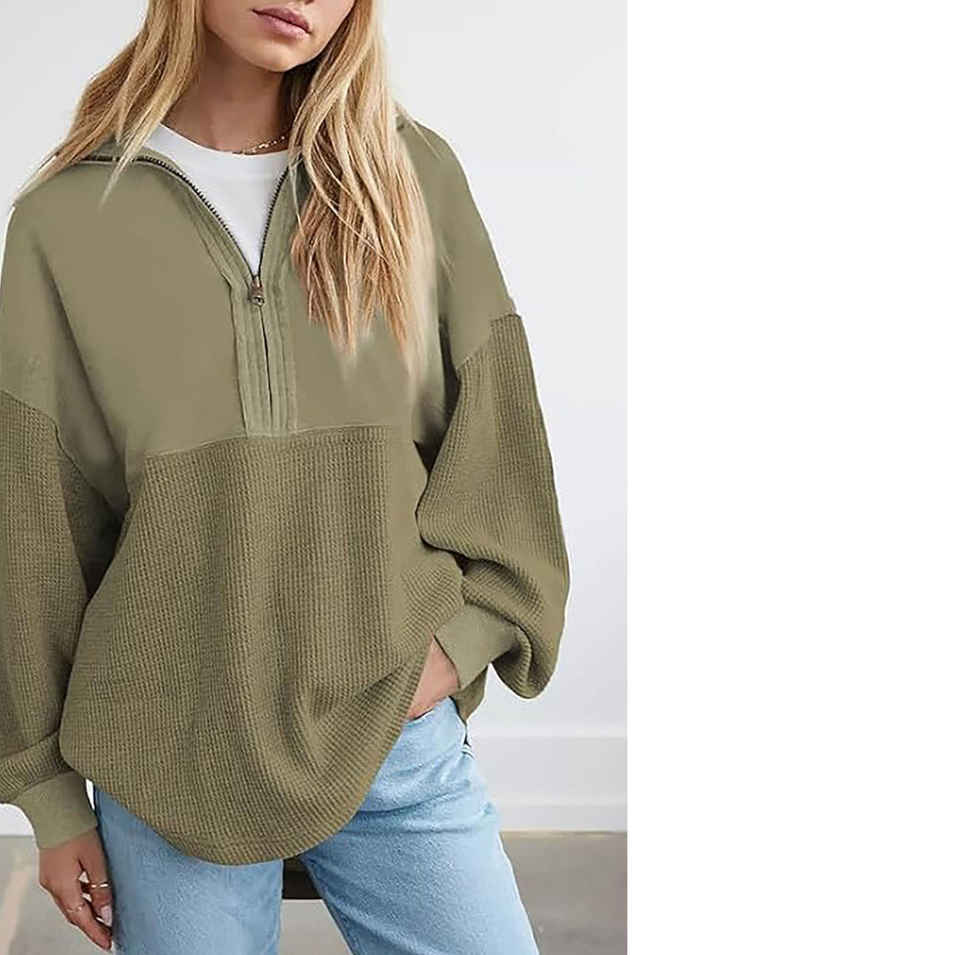 Damen Lässiger Sweatpullover mit hohem Kragen und strukturiertem Design Drune