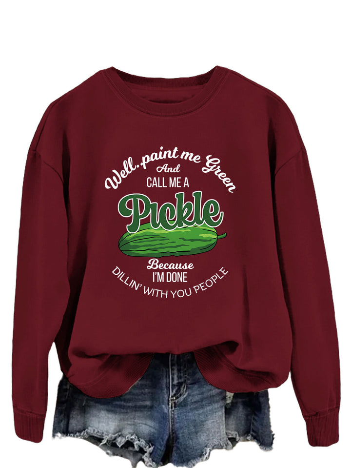 Damen Sweatshirt mit witzigem Gurkenmotiv und kreativem Druck Drune