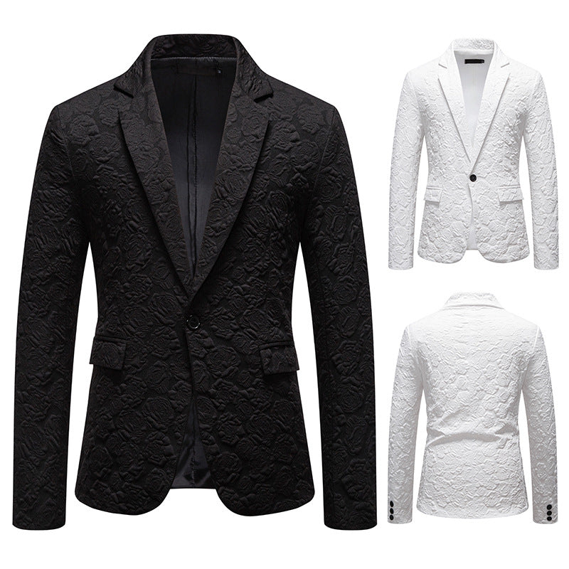 Herren nan strukturiertes Business-Sakko mit floraler Jacquardstruktur und Slim-Fit Drune