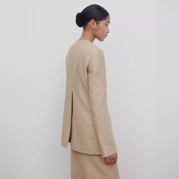 Damen Eleganter und strukturierter Blazer mit minimalistischer Knopfleiste Drune