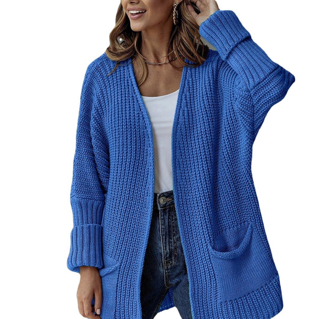 Damen lässiger Strickcardigan mit tiefen Taschen und ansprechendem Rippmuster Drune