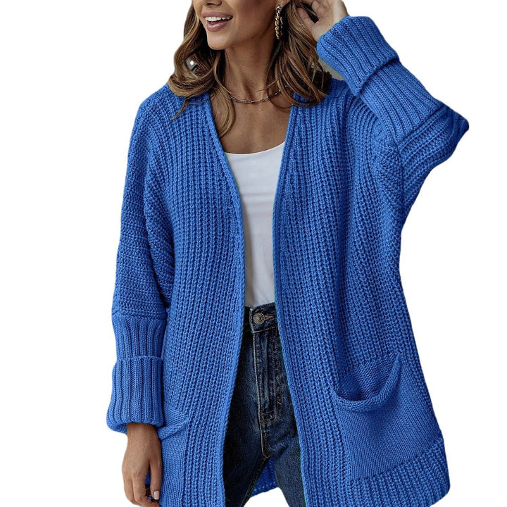 Damen lässiger Strickcardigan mit tiefen Taschen und ansprechendem Rippmuster Drune