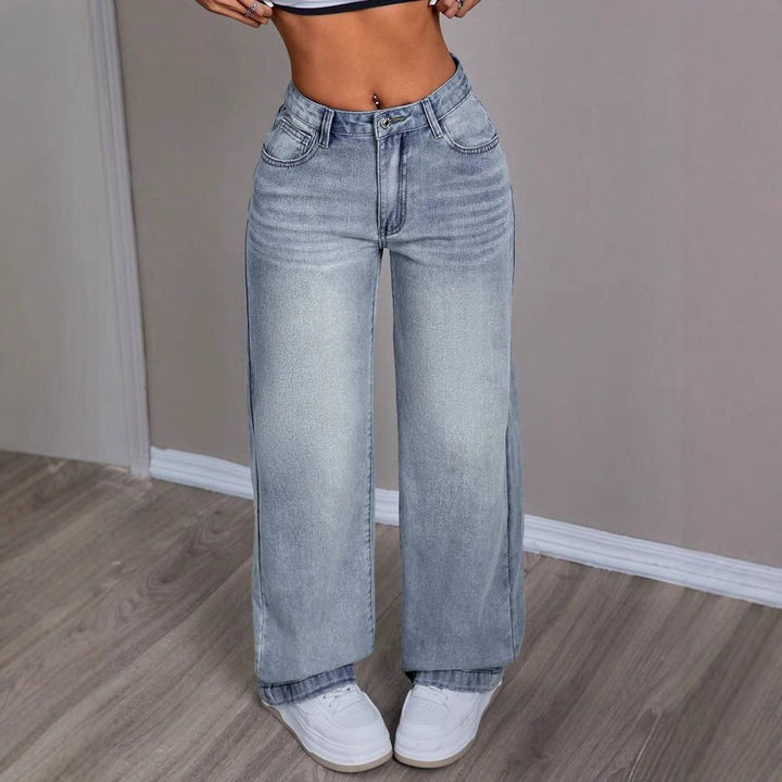 Damen Weite Jeanshose im Vintage-Stil Drune