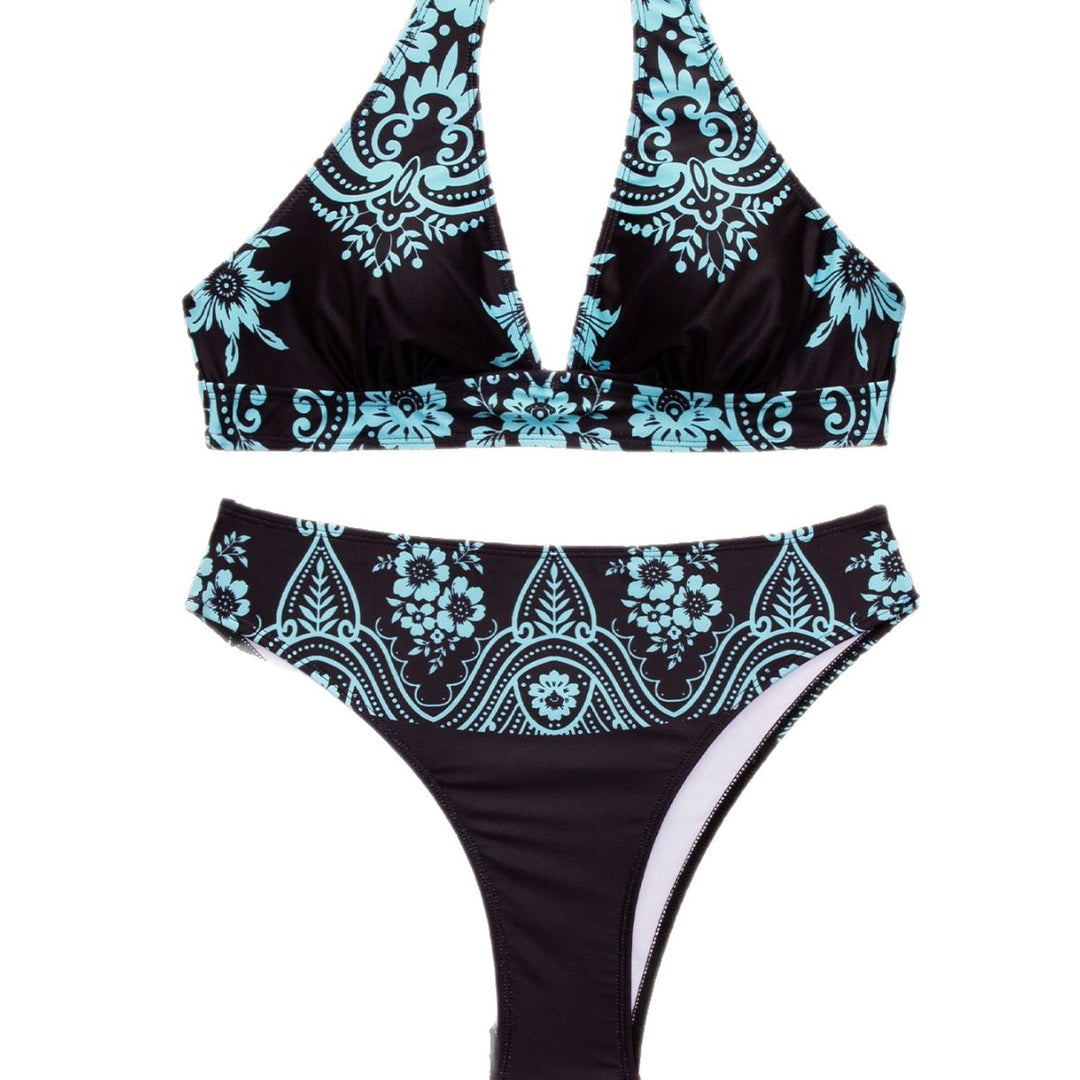 Damen Hochgeschnittener Bikini mit Blumenmuster Drune