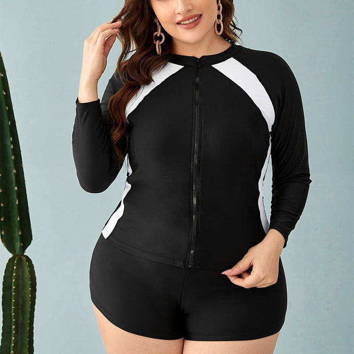 Damen Sportlicher Badeanzug mit langärmliger Jacke und Shorts Drune