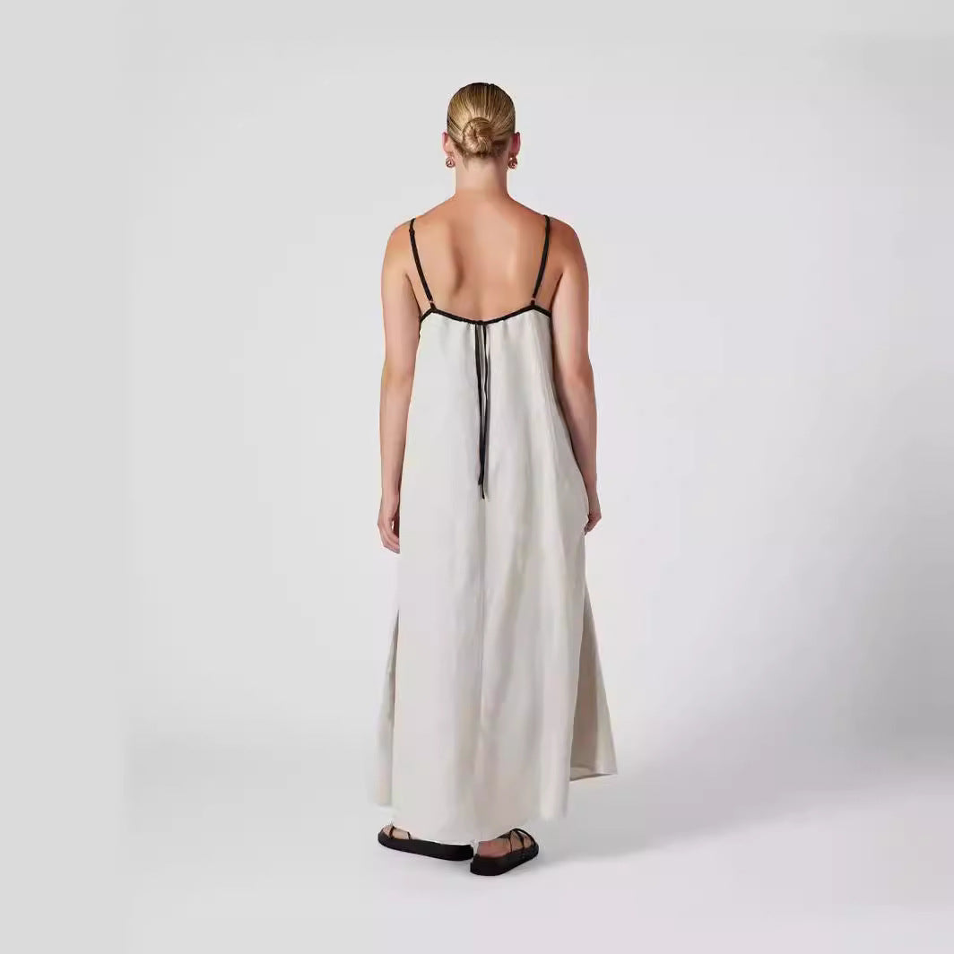 Damen luftiges Maxikleid mit feinen Trägern und sorgenlosem Schnitt Drune