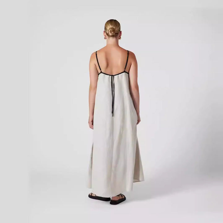 Damen luftiges Maxikleid mit feinen Trägern und sorgenlosem Schnitt Drune