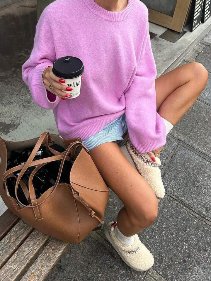 Damen Weicher Oversized-Pullover aus hochwertiger Wolle Drune