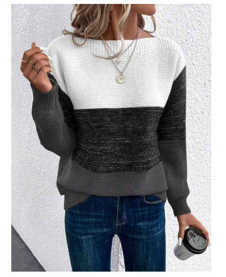 Damen lässiger Pullover mit trendigem Farbblock-Design Drune