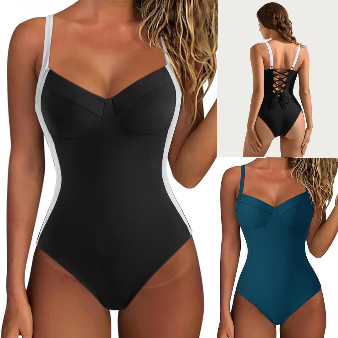 Damen Einteiliger Badeanzug mit elegantem Schnitt und verstellbaren Trägern Drune