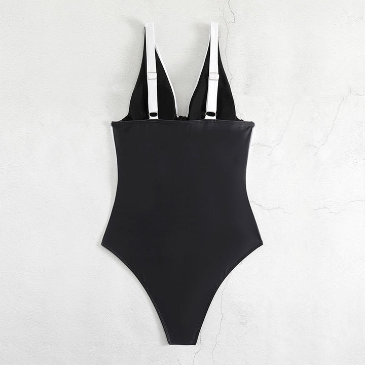 Damen Einteiler Badeanzug mit modernem Schnitt und grafischem Design Drune
