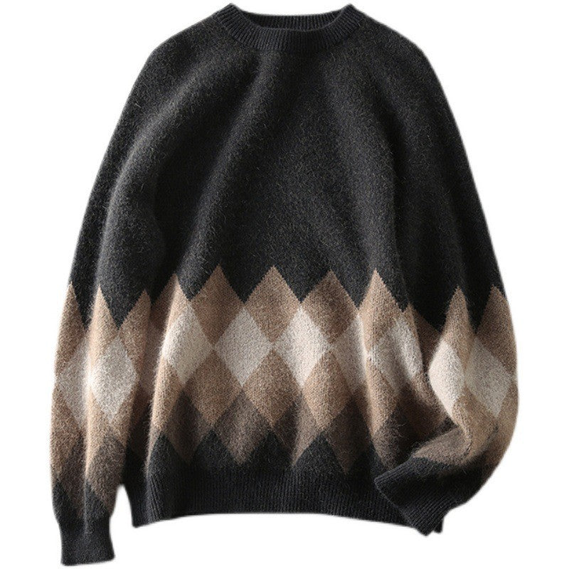 Damen lässiger Strickpullover mit modernem Rhombenmuster und weichem Material Drune
